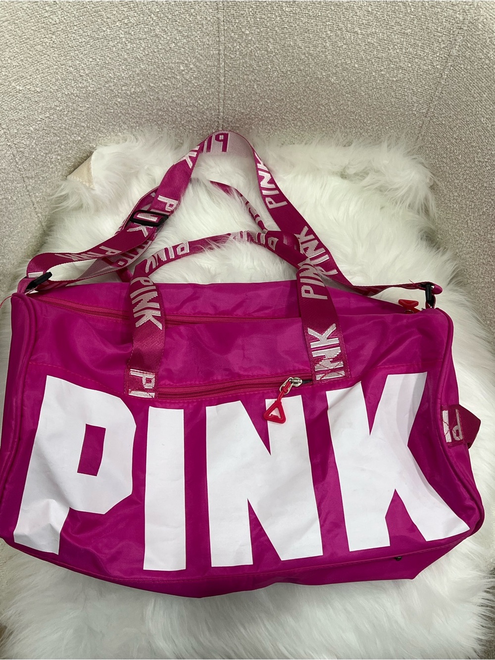 PINK Victoria's Secret Bright Fuchsia Logo Travel Duffel